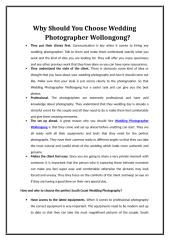 Why should you choose Wedding Photographer Wollongong.doc